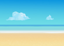 Summer Background With Tropical Beach. Summer Vacation, Seashore Resort, Travel Background.