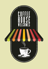 Wall Mural - Coffee House typographical vintage style poster. Retro vector illustration.