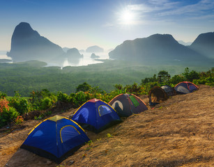 sunrise at samet nang she view point, phangnga, thailand
