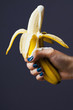 peeled banana ejaculates with yogurt