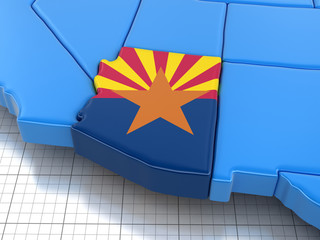 Poster - Map of Arizona state with flag. Image with clipping path.