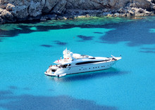 Boat Anchored In A Bay, Luxury Yacht