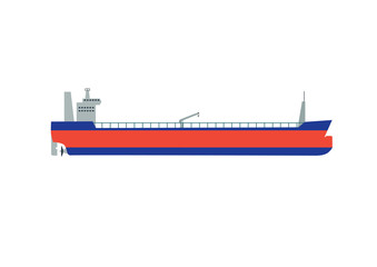 Vector illustration oil tanker, flat design. Oil tanker isolated on white background. Tanker vector. Oil tanker isolated vector