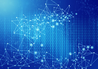 Poster - data deep learning hologram ai technology robotic, molecule of chemical, atom cell science, futuristic cyber network system online, background illustration 3d rendering