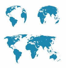 Vector Illustration Set - Map Of The World, The Two Hemispheres