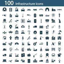 Set Of One Hundred Industry And Infrastructure Icons