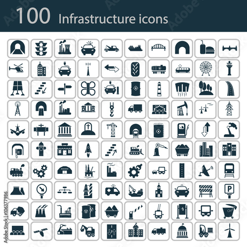 Fotografía Set of one hundred industry and infrastructure icons