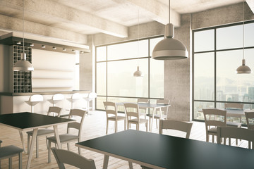 Furnished cafe interior