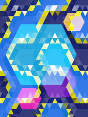 Wall Mural - Blue and pink hexagon on triangle pattern