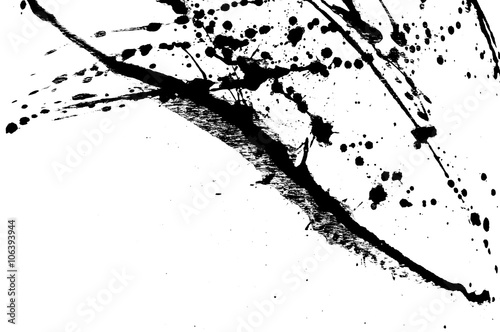 Ink Splatter Black Acrylic Paint Splash Isolated On Background