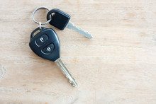 Car Key On Wood Background