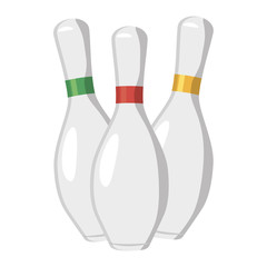 Poster - Three bowling pins icon, cartoon style 