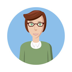 Poster - Man with glasses avatar icon, cartoon style
