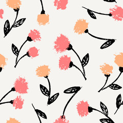 Poster - hand drawn floral seamless pattern