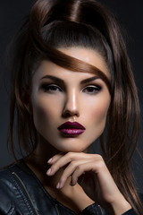 Canvas Print - Girl with dark lips