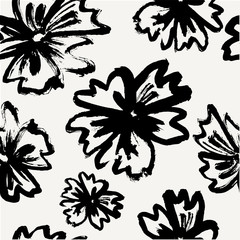 Poster - hand drawn floral seamless pattern