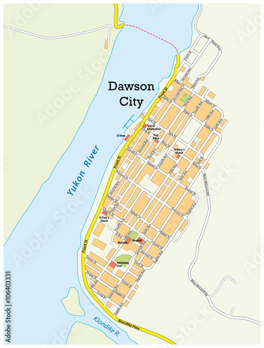 city map of dawson city yukon territory canada - Buy this stock vector
