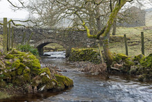 Traditional Stone Bridge And Barn On A Misty Morning In Crey, Bishopdale, Yorkshire Dales National Park.