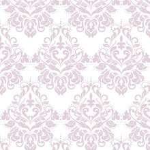 Vector Floral Damask Ornament Pattern. Elegant Luxury Texture For Textile, Fabrics Or Wallpapers Backgrounds. Lavender Color