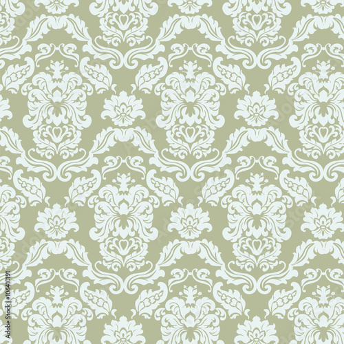 Floral Ornament Pattern With Stylized Lilies Flowers Elegant Luxury Texture For Wallpapers Backgrounds And Invitation Cards Green Olive Color Vector Buy This Stock Vector And Explore Similar Vectors At Adobe