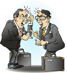 Business going wrong in asia cartoon illustration drawing