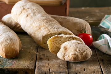 Crusty homemade Italian ciabatta