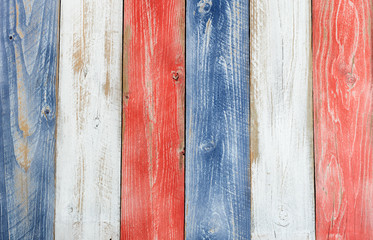 Wall Mural - Vertical stressed boards painted in USA national colors for Independence, labor, veteran, president or memorial day 