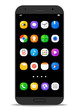 Modern smartphone template with different color icons. Vector fl