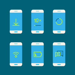 Poster - Modern gadget with different system messages. Lineart vector ill