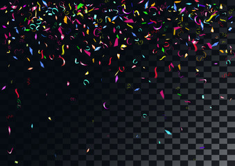 Abstract colorful confetti background. Isolated on the transparent background.