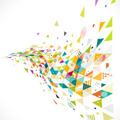 Wall Mural - abstract creative geometrical with mix geometric decoration on perspective curve view, vector illust