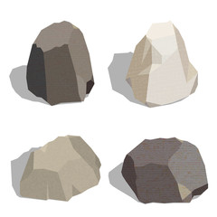 stone set isometric isolated on white background. Vector illustr