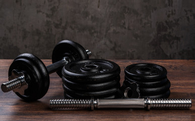 Wall Mural - Heavy black dumbbells