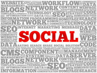 Poster - Social word cloud, business concept