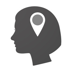 Poster - Isoalted female head icon with a map mark