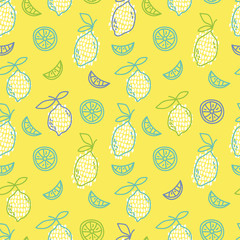 Fototapete - seamless pattern with lemon fruits