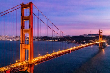 Fototapete - Time-lapse of colorful sunset at the Golden Gate Bridge in San Francisco, California, USA