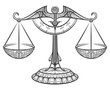 © vectortatu - Zodiac sign of Libra drawn in zentangle style. Line libra icon. Vector illustration