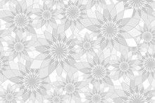 Seamless Pattern With Grey Floral Guilloche. Seamless Guilloche Pattern. Seamless Floral Pattern. Gray Seamless Background. Guilloche Design Line Art Pattern