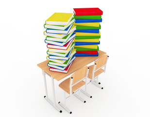 Aufkleber - Stack of Book over School Desk