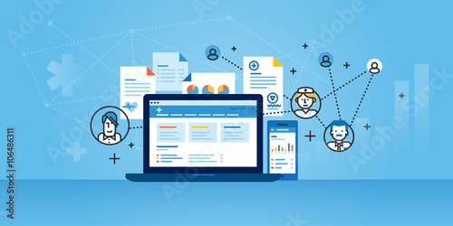 Flat Line Design Website Banner Of Health Plan Management