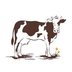 Wall Mural - Vector illustrations -- cow with dandelion