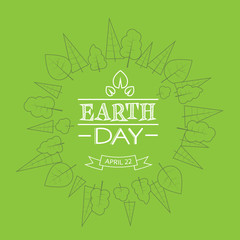Poster - Earth Day Green World Globe Tree Plant Sketch Thin Line