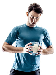 Wall Mural - man handball player isolated