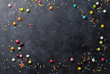 Colorful Candies On Stone Background