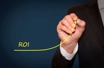 Poster - Businessman draw growing line symbolize growing ROI (Return on Investment)