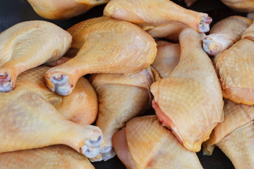 Wall Mural - Raw chicken legs. Background. Domestic hen.