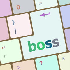 Poster - boss word on keyboard key, notebook computer button vector illustration
