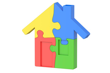 Poster - Home puzzle, 3D rendering