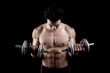 © halfbottle - Muscular Asian man with dumbbell